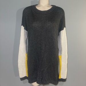 Pixley gray yellow crewneck sweater top shirt woman’s large EUC